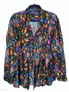 Vintage Zenio Mens Shirt Size Medium Silk Colorful